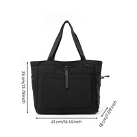 Tote Bag with Outside Pockets Reinforced Shoulder Tote Spacious for Commuters, Travel, Gym