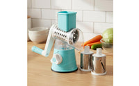 3 Interchangeable Blades Manual Drum Shredder Easy to Clean Rotary Vegetable Cutter High Effectiveness Hand Crank Cheese Grater