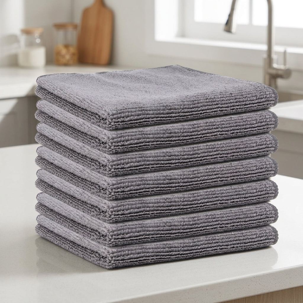 250 GSM Microfibre Cloth, 5-Pack Highly Absorbent Microfibre Towel, 30x30cm Soft Lint Plain Rags for Kitchen, Car and General Cleaning