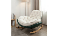 Upholstered Rocking Chair Wide Seat Upholstered Recliner Tufted Rocking Lounge Chair Sleigh Base Household Seating