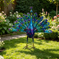 Metal Peacock Statue Long-Lasting Peacock Garden Sculpture Decorative Finish