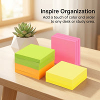 Sticky Notes Colorful Full Backing, Removable Repositionable for Office Journal Students, 76 x 76 80 Sheets Per