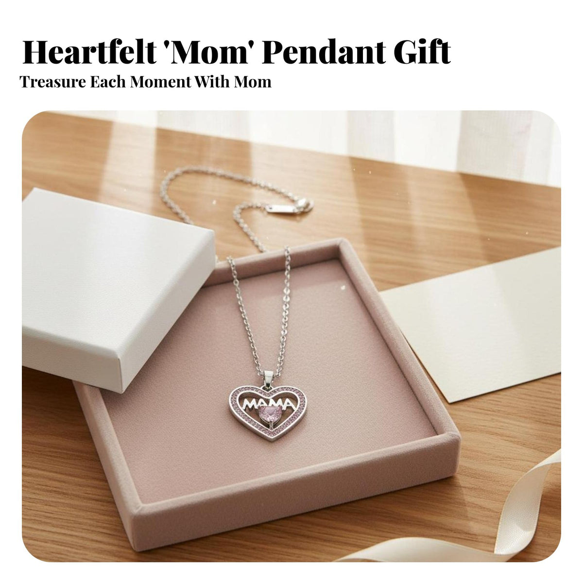 Heart Locket Necklace Mother's Day Gift Mom Heart Necklace for Wife, Girlfriend
