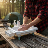 Electric Portable Sink with Pump Rechargeable Camping Sink with Faucet Compact Wash Basin Raised for Campers, RV Owners, Gardeners, Outdoor Activities, Garden