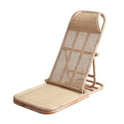 Rattan Floor Chair Retro Style Adjustable Floor Lounger Easy to Carry Outdoor Furniture for Relaxation Corner