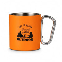 Attach-on Camping Cup with Carabiner Handle Compact Camp Cup with Carabiner Handle Rugged Camping Mug Packable for Campers, Hiking, Travel