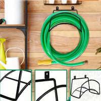 Wall-Mounted Garden Hose Storage Rack, Detachable Iron, for Outdoor Use