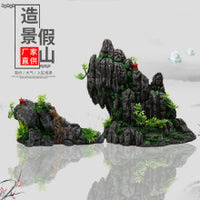鱼缸假山水族箱造景装饰品仿真石头树脂假山带风车水车轮气动摆件