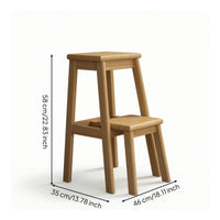 Step Stool with Pull-out Ladder Solid Wood Wooden Step Stool Space-Saving Furniture for Kitchen
