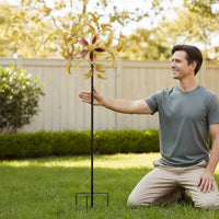Wind Rotator Dynamic Rotation Rotating Flower Rotator Artistic Crafted Metalwork Yard Art for Outdoor