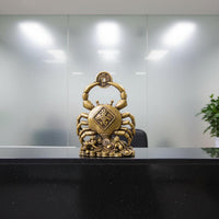 Brass Crab Statue Good Fortune Charm Brass Crab Figurine Artisanal Look