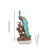 Peacock Sculpture with Branch Base Ornamental Peacock Figurine Collectible