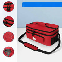 Double Layer Health Organizer Multiple Compartments Zippered Health Bag