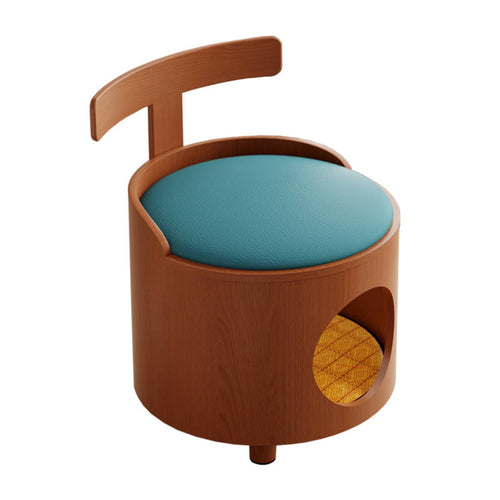 Enclosed Cat Sleeping House Closed Feline-Focused Design Bed Stool Wood Grain Look Animal Furniture for Cats