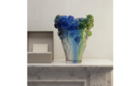 Handmade Liuli Crystal Vase Luxury Gift Colored Glaze Blossom Vase Eye-Catching Sculpted Flower Art Glass Ancient Craftsmanship for Living Room, Hotel Lobby, Office, Wedding