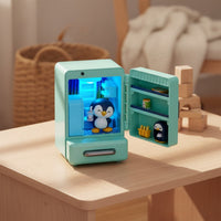 Realistic Mini Refrigerator Toy Imaginative Toy Fridge with Shelves Compact Play Kitchen Appliance Interactive for Children