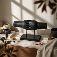 Sculpture Matte Black Sculpture with Base Minimalist Tabletop Decor for Office