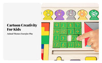 Multifunction Wooden Puzzle Activity Board Natural Wood Finish Early-Education Puzzle Board Child-Friendly Learning Toy Smooth Edges for Preschoolers, Children