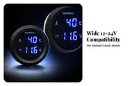 Two-Function Function 2-in-1 Gauge Blue LED Display 2 in 1 Gauge 12-24V Auto Accessory Flush-Mounted
