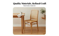 Cane Rear Chair Nordic & Aesthetic Armless Wooden Chair Natural Imperfection Artistic Look Woven Rearrest for Adults, Study Room