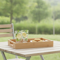 Bamboo Serving Tray Rectangular Serving Tray with Handles for Hosts, Breakfast in Bed, Cafes