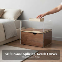 C-Shaped Accent Table Retro-Modernperiod Modern Nightstand Designer Inspired Space-Saving for Renters, Living Room, Small Spaces