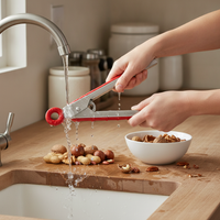 Peanut Sheller Tool with Red Handle, Manual Nut Cracker for Seeds and Nuts