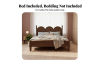 Nordic Nordic design Wavy Headboard Frame Retro Design Bedroom Furniture Minimalist visually appealing foundation Bed box-coil-complimentary coil Needed for Apartment Dwellers, homeowners, Teenagers, Guest Room