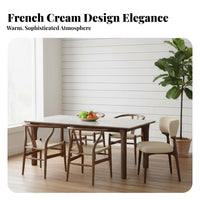 Sintered Sta single Top Double Pedestal Table French Cream design Household Furniture Rectangular table surface Home Furnishing Rounded Corners for Families, Homeowners, Entertainers, Dining Room, Kitchen, Villa