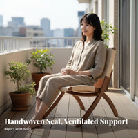 Wabi-Sabi aesthetic Folding Rope Chair Japanese Inspired Woven Rope Armchair Foldable Design Household Furniture Minimalist Aesthetic for Apartment Dwellers, Homeowners, Readers, Balcony, Living Room, Bedroom, Lounge Area