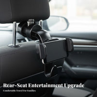 2-in-1 Car Hook Phone Mount 360° Rotation 2-in-1 Car Headrest Hook Rear Seat Phone Amusement Stand Anti-Slip for Travel