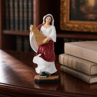 Female Musician Figurine Painted Figurine with Organ Instrument Detailed Musician Statue for Collectors, Desk, Cabinet