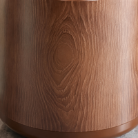 12L Round Kitchen Pedal Bin with Lid, Dark Brown Wood Grain Finish, Waste Paper Bin, Inner Bucket for Home & Commercial Use