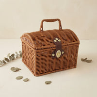 woven Basket with Lid and Handle Rattan picnic Basket with Handle Lidded for Picnics, Gift Packaging