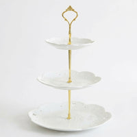Tiered Ceramic Fruit Stand, Silver Crown