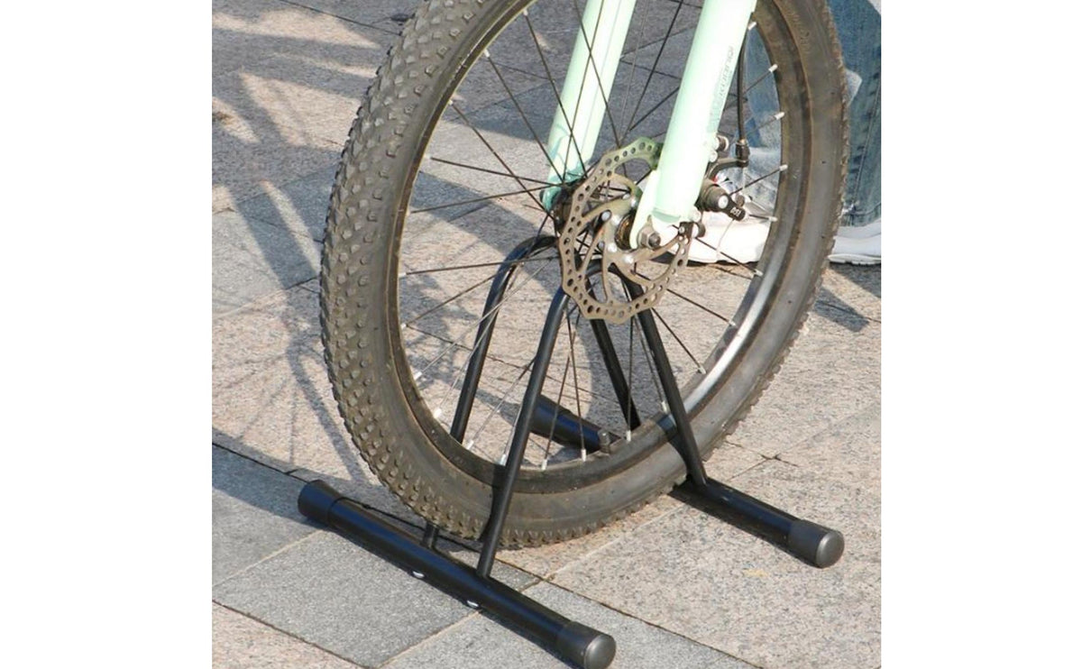 No Drilling Required Vertical Bike Stand Stable Design Two-Wheeler Floor Stand Long-Lasting Upright Bike Parking Rack Thickened Steel Tube for Indoor, Outdoor