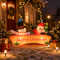 Santa and Snowman Inflatable Outdoor Snowman Inflatable Yard Decoration Three-Dimensional 6-Foot for Storefront
