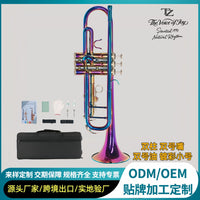 Brass Trumpet with Gold-Plated Finish, Three Valves, Double Pillar