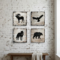 4 Pieces Wooden Creature Outline Plaques Nature Inspired for Bedroom