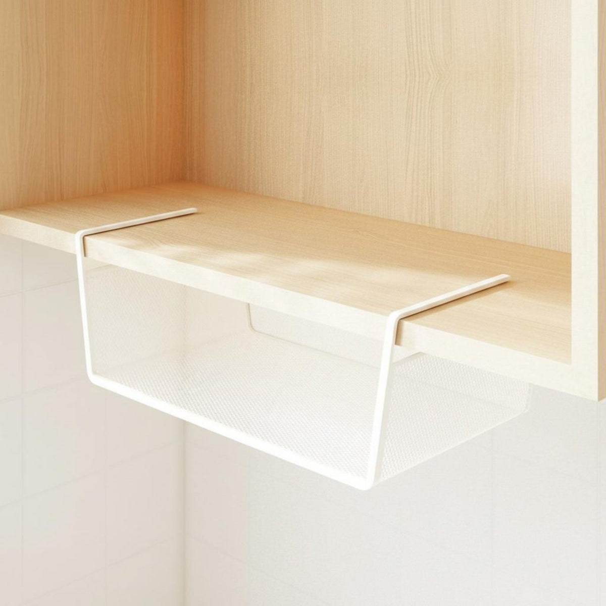 Under-Shelf Wire Basket No Drilling Required Under-Shelf Hanging Basket Sturdy
