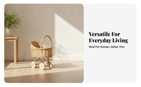 Baby Basket Stroller Handwoven Rattan Baby Carriage Basket Wicker Carriage Planter Natural Portable Handle for Nursery, Display