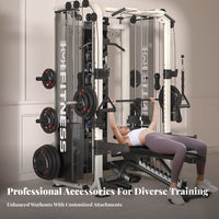 Guided Machine with Cable Versatile Pulley Arrangement Full Body Workout Complete Guided Machine Heavy-Duty Steel Construction Multi-Home Fitness