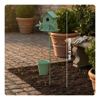 Decorative Birdhouse Stake with Planter Vintage Style Metal Birdhouse Garden Stake Freestanding Wrought Avian Feeder Planter for Yard, Balcony