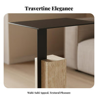 Square Block Side Table Wabi-Sabi Design Nightstand Cream-Colored for Homeowners