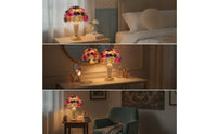 Floral Lamp with Flower Shade Multi-Colored Lamp with Flower Lampshade Multicolor Decorative for Bedroom, Nightstand, Wedding