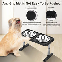 Adjustable Height Folding Stainless Steel Pet Bowl with Double Bowls