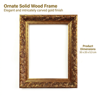 French Solid Wood Photo Frame, Ornate Solid Wood Picture Frame for Wall Mounting, Handmade Carved Gold Picture Frame