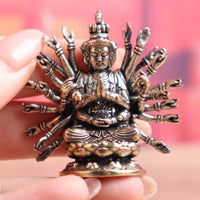 Thousand-Hand Guanyin Sculpture Vintage Design Multi-Arm Deity Statue Tea Pet