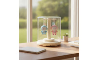Rotating doll Display Box Clear Display Box with Hooks Space-Saving for Tabletop, Shelf