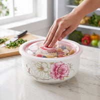 Ceramic Food Storage Bowl with Lid for Refrigerator and Microwave, 5/6 Inch
